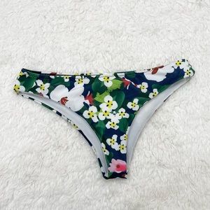 5 for $25! Floral Print High Cut Cheeky Bikini Bottoms Large
